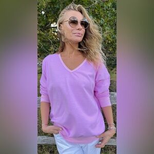 Sloppy Joe Raglan V Neck in Miami Pink, Size Small/1